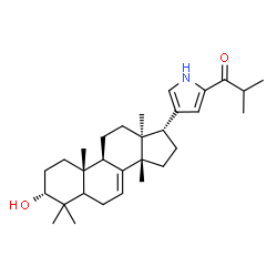 ChemSpider 2D Image | 1-{4-[(3alpha,13alpha,14beta,17alpha)-3-Hydroxy-4,4,14-trimethylandrost-7-en-17-yl]-1H-pyrrol-2-yl}-2-methyl-1-propanone | C30H45NO2