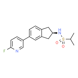 ChemSpider 2D Image | N-[(2R)-5-(6-Fluoro-3-pyridinyl)-2,3-dihydro-1H-inden-2-yl]-2-propanesulfonamide | C17H19FN2O2S