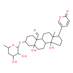 ChemSpider 2D Image | 3-[(4,6-Dideoxyhexopyranosyl)oxy]-5,14-dihydroxy-19-oxobufa-20,22-dienolide | C30H42O9