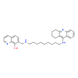 ChemSpider 2D Image | 7-({[9-(1,2,3,4-Tetrahydro-9-acridinylamino)nonyl]amino}methyl)-8-quinolinol | C32H40N4O