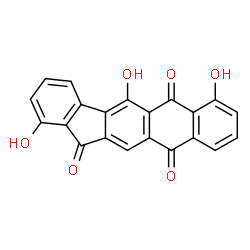 ChemSpider 2D Image | 1,5,7-Trihydroxy-6H-indeno[1,2-b]anthracene-6,11,13-trione | C21H10O6