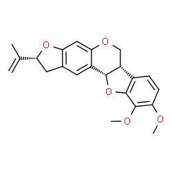 ChemSpider 2D Image | (2R,6aS,11aS)-2-Isopropenyl-9,10-dimethoxy-1,2,6a,11a-tetrahydro-6H-[1]benzofuro[3,2-c]furo[3,2-g]chromene | C22H22O5