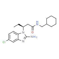 ChemSpider 2D Image | (3S)-3-(2-Amino-5-chloro-1H-benzimidazol-1-yl)-N-(cyclohexylmethyl)pentanamide | C19H27ClN4O