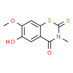 ChemSpider 2D Image | 6-Hydroxy-7-methoxy-3-methyl-2-thioxo-2,3-dihydro-4H-1,3-benzothiazin-4-one | C10H9NO3S2
