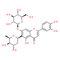 ChemSpider 2D Image | (1R)-1,5-Anhydro-2,6-dideoxy-1-[2-(3,4-dihydroxyphenyl)-7-(beta-D-glucopyranosyloxy)-5-hydroxy-4-oxo-4H-chromen-6-yl]-D-xylo-hexitol | C27H30O14