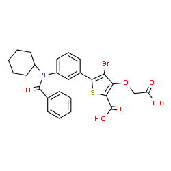 ChemSpider 2D Image | 5-{3-[Benzoyl(cyclohexyl)amino]phenyl}-4-bromo-3-(carboxymethoxy)-2-thiophenecarboxylic acid | C26H24BrNO6S