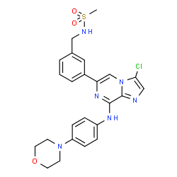 ChemSpider 2D Image | N-(3-{3-chloro-8-[(4-morpholin-4-ylphenyl)amino]imidazo[1,2-a]pyrazin-6-yl}benzyl)methanesulfonamide | C24H25ClN6O3S