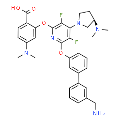 ChemSpider 2D Image | 2-[(6-{[3'-(Aminomethyl)-3-biphenylyl]oxy}-4-[(3R)-3-(dimethylamino)-1-pyrrolidinyl]-3,5-difluoro-2-pyridinyl)oxy]-4-(dimethylamino)benzoic acid | C33H35F2N5O4