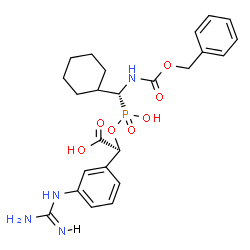 ChemSpider 2D Image | (5R,8S)-8-(3-Carbamimidamidophenyl)-5-cyclohexyl-6-hydroxy-3-oxo-1-phenyl-2,7-dioxa-4-aza-6-phosphanonan-9-oic acid 6-oxide | C24H31N4O7P