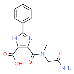ChemSpider 2D Image | 4-[(2-Amino-2-oxoethyl)(methyl)carbamoyl]-2-phenyl-1H-imidazole-5-carboxylic acid | C14H14N4O4