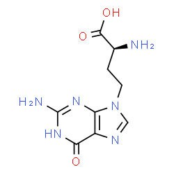 ChemSpider 2D Image | (2S)-2-Amino-4-(2-amino-6-oxo-1,6-dihydro-9H-purin-9-yl)butanoic acid | C9H12N6O3
