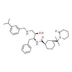 ChemSpider 2D Image | (1R,3S)-N-{(2S,3R)-3-Hydroxy-4-[(3-isopropylbenzyl)amino]-1-phenyl-2-butanyl}-3-[2-(2-oxo-1-piperidinyl)-2-propanyl]cyclohexanecarboxamide | C35H51N3O3