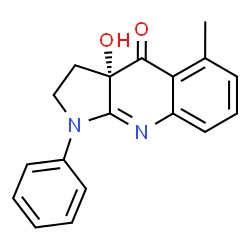ChemSpider 2D Image | S-3a-Hydroxy-5-methyl-1-phenyl-2,3,3a,4-tetrahydro-1H-pyrrolo[2,3-b]quinolin-4-one | C18H16N2O2