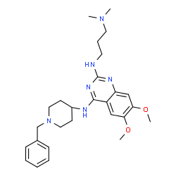 ChemSpider 2D Image | N~4~-(1-Benzyl-4-piperidinyl)-N~2~-[3-(dimethylamino)propyl]-6,7-dimethoxy-2,4-quinazolinediamine | C27H38N6O2