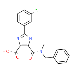 ChemSpider 2D Image | 5-[Benzyl(methyl)carbamoyl]-2-(3-chlorophenyl)-1H-imidazole-4-carboxylic acid | C19H16ClN3O3
