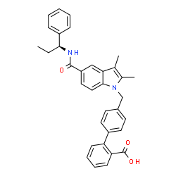 ChemSpider 2D Image | 4'-[(2,3-Dimethyl-5-{[(1S)-1-phenylpropyl]carbamoyl}-1H-indol-1-yl)methyl]-2-biphenylcarboxylic acid | C34H32N2O3