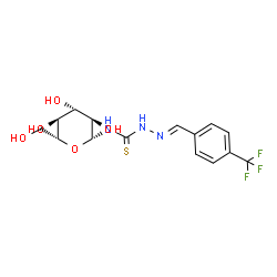 ChemSpider 2D Image | N-({(2E)-2-[4-(Trifluoromethyl)benzylidene]hydrazino}carbonothioyl)-beta-D-glucopyranosylamine | C15H18F3N3O5S