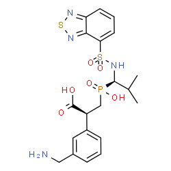 ChemSpider 2D Image | (2S)-2-[3-(Aminomethyl)phenyl]-3-[{(1R)-1-[(2,1,3-benzothiadiazol-4-ylsulfonyl)amino]-2-methylpropyl}(hydroxy)phosphoryl]propanoic acid | C20H25N4O6PS2