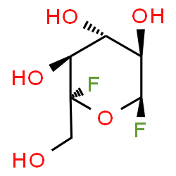 ChemSpider 2D Image | (2R,3S,4R,5R,6R)-2,6-Difluoro-2-(hydroxymethyl)tetrahydro-2H-pyran-3,4,5-triol | C6H10F2O5