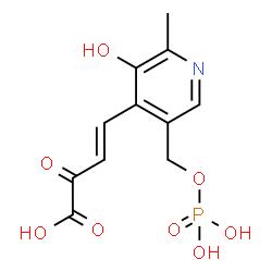 ChemSpider 2D Image | (3E)-4-{3-Hydroxy-2-methyl-5-[(phosphonooxy)methyl]-4-pyridinyl}-2-oxo-3-butenoic acid | C11H12NO8P