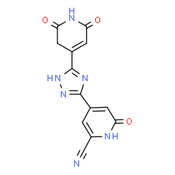ChemSpider 2D Image | 4-[5-(2,6-Dioxo-1,2,3,6-tetrahydro-4-pyridinyl)-1H-1,2,4-triazol-3-yl]-6-oxo-1,6-dihydro-2-pyridinecarbonitrile | C13H8N6O3