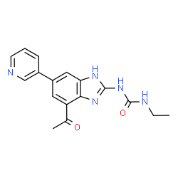 ChemSpider 2D Image | 1-(4-acetyl-6-pyridin-3-yl-1H-benzimidazol-2-yl)-3-ethylurea | C17H17N5O2