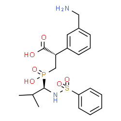 ChemSpider 2D Image | (2S)-2-[3-(Aminomethyl)phenyl]-3-(hydroxy{(1R)-2-methyl-1-[(phenylsulfonyl)amino]propyl}phosphoryl)propanoic acid | C20H27N2O6PS