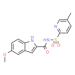 ChemSpider 2D Image | 5-Methoxy-N-[(5-methyl-2-pyridinyl)sulfonyl]-1H-indole-2-carboxamide | C16H15N3O4S
