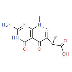 ChemSpider 2D Image | (2R)-2-(7-Amino-1-methyl-4,5-dioxo-1,4,5,6-tetrahydropyrimido[4,5-c]pyridazin-3-yl)propanoic acid | C10H11N5O4