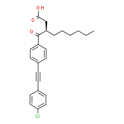 ChemSpider 2D Image | (3R)-3-{4-[(4-Chlorophenyl)ethynyl]benzoyl}nonanoic acid | C24H25ClO3