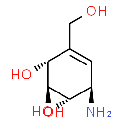 ChemSpider 2D Image | (1S,2S,3R,6R)-6-Amino-4-(hydroxymethyl)-4-cyclohexene-1,2,3-triol | C7H13NO4