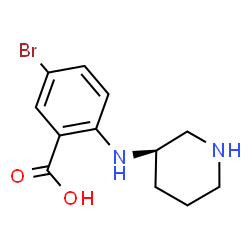 ChemSpider 2D Image | 5-Bromo-2-[(3R)-3-piperidinylamino]benzoic acid | C12H15BrN2O2