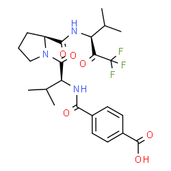 ChemSpider 2D Image | N-(4-Carboxybenzoyl)-L-valyl-N-[(3S)-1,1,1-trifluoro-4-methyl-2-oxo-3-pentanyl]-L-prolinamide | C24H30F3N3O6