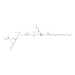 ChemSpider 2D Image | (2r,5r,11s,14r)-2-(Butanoyloxy)-5,8,11-Trihydroxy-5,11-Dioxido-16-Oxo-14-[(Propanoyloxy)methyl]-4,6,10,12,15-Pentaoxa-5,11-Diphosphanonadec-1-Yl Undecanoate | C31H58O17P2