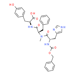 ChemSpider 2D Image | N-[(Benzyloxy)carbonyl]-L-histidyl-N-methyl-L-phenylalanyl-L-tyrosine | C33H35N5O7