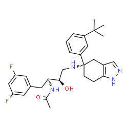 ChemSpider 2D Image | N-[(1s,2r)-3-{[(5s)-5-(3-Tert-Butylphenyl)-4,5,6,7-Tetrahydro-1h-Indazol-5-Yl]amino}-1-(3,5-Difluorobenzyl)-2-Hydroxypropyl]acetamide | C29H36F2N4O2