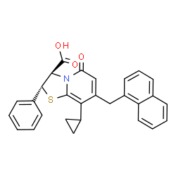 ChemSpider 2D Image | (2R,3R)-8-Cyclopropyl-7-(1-naphthylmethyl)-5-oxo-2-phenyl-2,3-dihydro-5H-[1,3]thiazolo[3,2-a]pyridine-3-carboxylic acid | C28H23NO3S