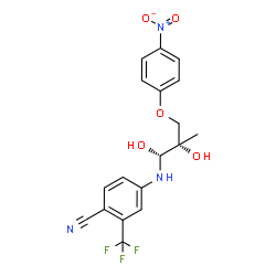 ChemSpider 2D Image | 4-{[(1R,2S)-1,2-Dihydroxy-2-methyl-3-(4-nitrophenoxy)propyl]amino}-2-(trifluoromethyl)benzonitrile | C18H16F3N3O5