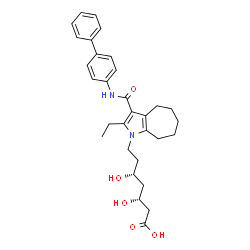 ChemSpider 2D Image | (3R,5R)-7-[3-(4-Biphenylylcarbamoyl)-2-ethyl-5,6,7,8-tetrahydrocyclohepta[b]pyrrol-1(4H)-yl]-3,5-dihydroxyheptanoic acid | C31H38N2O5