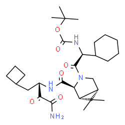 ChemSpider 2D Image | 2-Methyl-2-propanyl {(1S)-2-[(1R,2S,5S)-2-{[(2S)-4-amino-1-cyclobutyl-3,4-dioxo-2-butanyl]carbamoyl}-6,6-dimethyl-3-azabicyclo[3.1.0]hex-3-yl]-1-cyclohexyl-2-oxoethyl}carbamate | C29H46N4O6