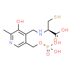 ChemSpider 2D Image | N-({3-Hydroxy-2-methyl-5-[(phosphonooxy)methyl]-4-pyridinyl}methyl)-L-cysteine | C11H17N2O7PS