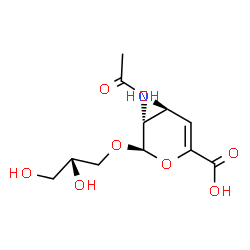 ChemSpider 2D Image | 6-(2,3-Dihydroxypropoxy)-5-Acetamido-5,6-Dihydro-4-Hydroxy-4h-Pyran-2-Carboxylic Acid | C11H17NO8