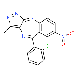 ChemSpider 2D Image | 5-(2-Chlorophenyl)-3-methyl-7-nitropyrazolo[3,4-b][1,4]benzodiazepine | C17H10ClN5O2