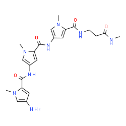ChemSpider 2D Image | 4-Amino-1-methyl-N-{1-methyl-5-[(1-methyl-5-{[3-(methylamino)-3-oxopropyl]carbamoyl}-1H-pyrrol-3-yl)carbamoyl]-1H-pyrrol-3-yl}-1H-pyrrole-2-carboxamide | C22H28N8O4