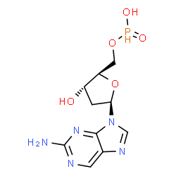ChemSpider 2D Image | 9-{2-deoxy-5-O-[hydroxy(oxido)phosphino]-beta-L-erythro-pentofuranosyl}-9H-purin-2-amine | C10H14N5O5P
