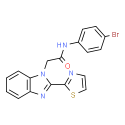 ChemSpider 2D Image | N-(4-Bromophenyl)-2-[2-(1,3-thiazol-2-yl)-1H-benzimidazol-1-yl]acetamide | C18H13BrN4OS