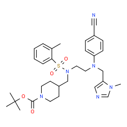 ChemSpider 2D Image | Tert-Butyl 4-({(2-{(4-Cyanophenyl)[(1-Methyl-1h-Imidazol-5-Yl)methyl]amino}ethyl)[(2-Methylphenyl)sulfonyl]amino}methyl)piperidine-1-Carboxylate | C32H42N6O4S