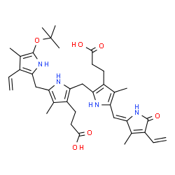 ChemSpider 2D Image | 3-[2-[[3-(2-Carboxyethyl)-5-[[3-Ethenyl-4-Methyl-5-[(2-Methylpropan-2-Yl)oxy]-1h-Pyrrol-2-Yl]methyl]-4-Methyl-1h-Pyrrol-2-Yl]methyl]-5-[(Z)-(4-Ethenyl-3-Methyl-5-Oxo-Pyrrol-2-Ylidene)methyl]-4-Methyl-1h-Pyrrol-3-Yl]propanoic Acid | C37H46N4O6