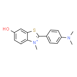 ChemSpider 2D Image | 2-[4-(Dimethylamino)phenyl]-6-hydroxy-3-methyl-1,3-benzothiazol-3-ium | C16H17N2OS