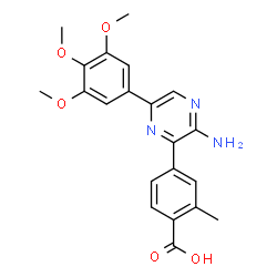 ChemSpider 2D Image | 4-[3-Amino-6-(3,4,5-trimethoxyphenyl)-2-pyrazinyl]-2-methylbenzoic acid | C21H21N3O5